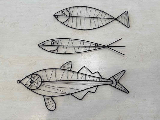 Set of 3 Wire Fish Wall Art