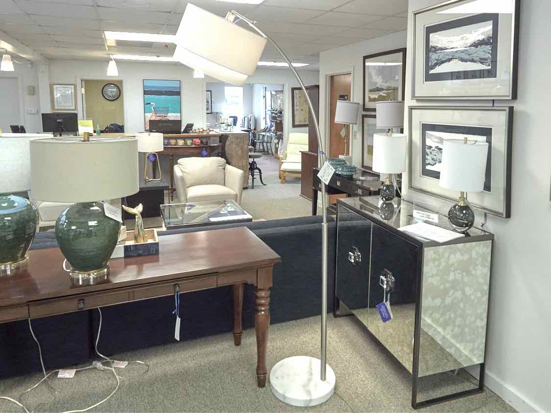 Crate & Barrel  Arch Chrome Floor Lamp with White Stone Base