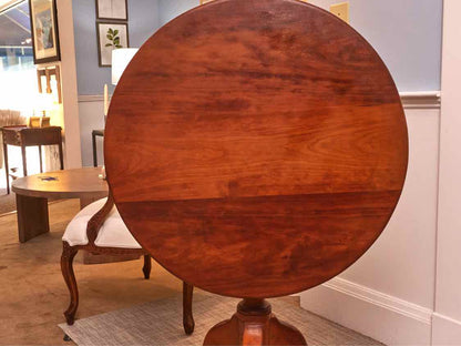 Cherry Round Tilt Top Pedestal Accent Table