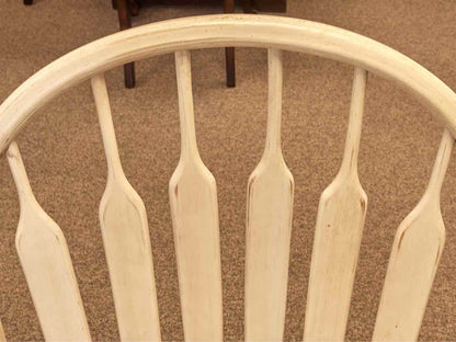 Set of Four Distressed Slat Back Chairs in Cream