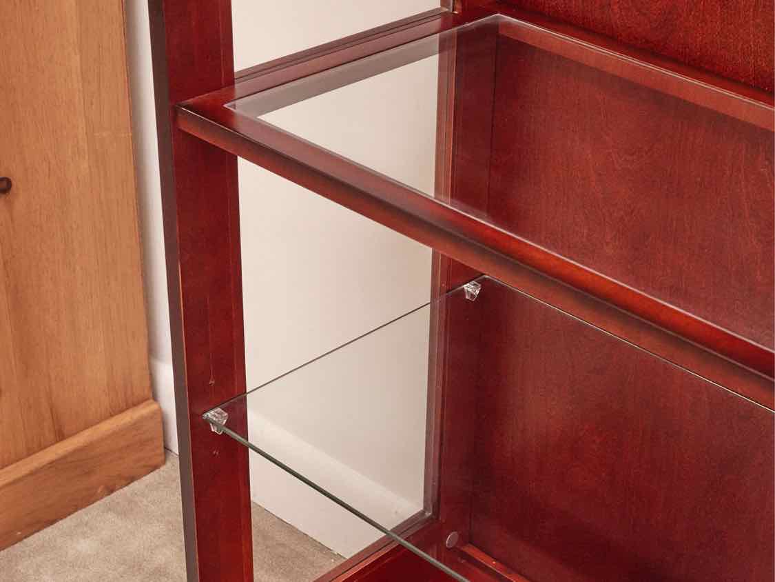 Cherry Display Lighted Cabinet with 5 Glass Shelves