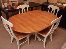 Maple Top Cream Finish Pedestal Table & Leaf & 4 Chair Set