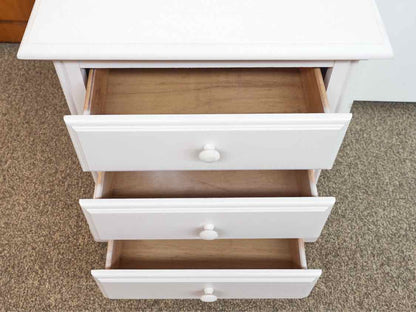 White Three Drawer Nightstand