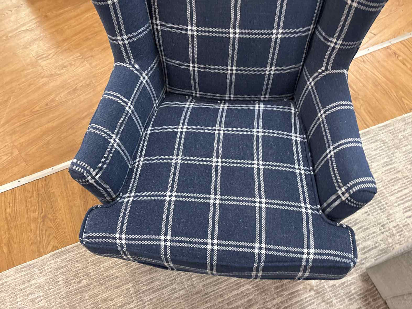 Jofran 'Lacroix' Navy Plaid Wingback Chair