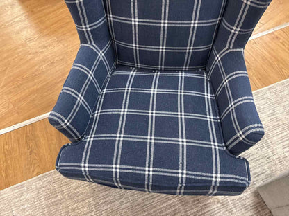 Jofran 'Lacroix' Navy Plaid Wingback Chair