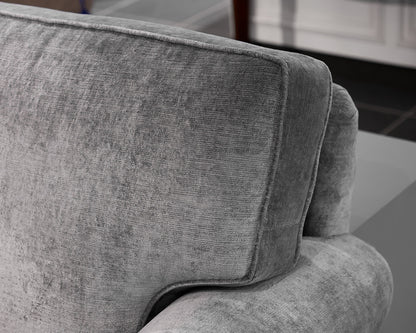 Gray Sofa w/ Rolled Arms and Spindle Wood Feet w/ Gold Casters