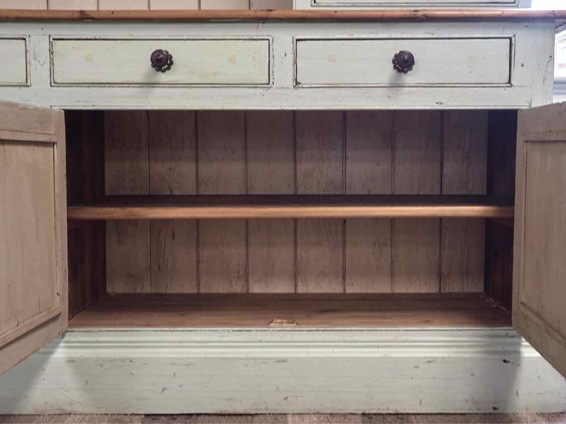 French Country Two Piece China Cabinet in Light Blue