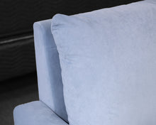 American Leather 3-Piece Sectional in Light Blue Microfiber on Black Legs
