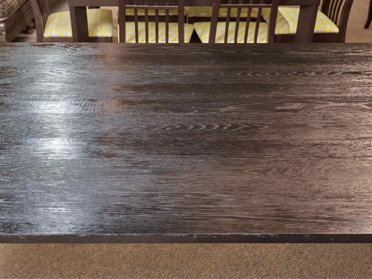 Shaker Style Black Finish Oak  Metal Legs Dining Table