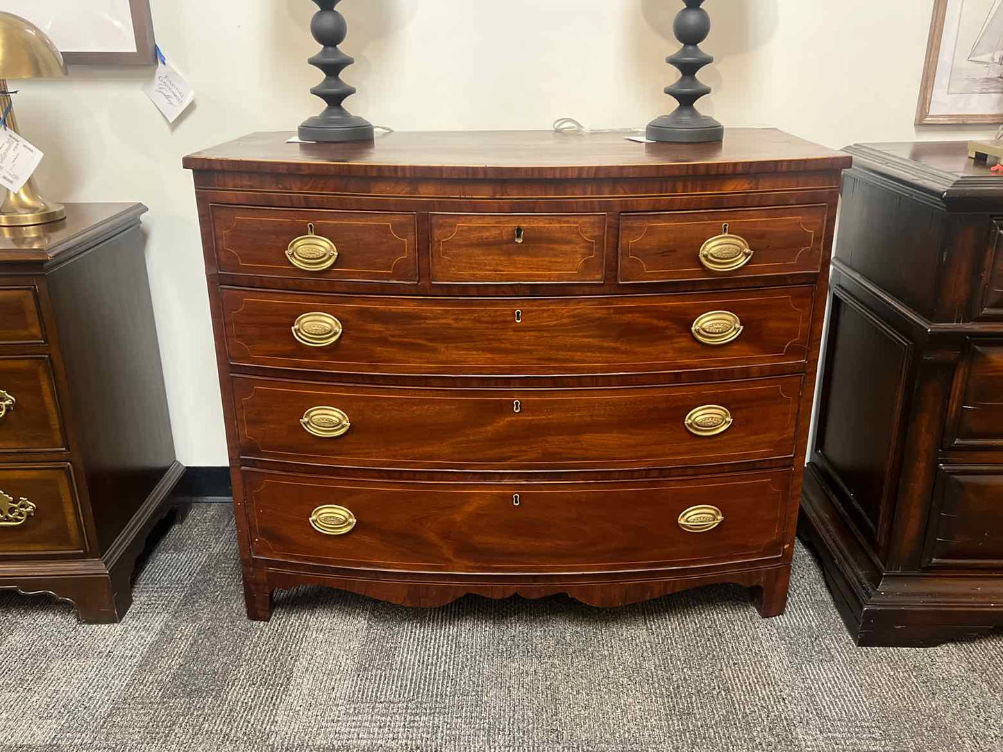 6 Drawer Inlaid Mahogany Chest