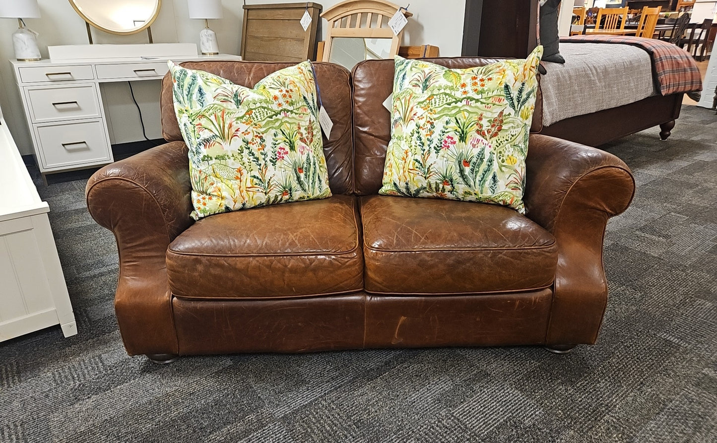 Natuzzi Brown Leather Loveseat