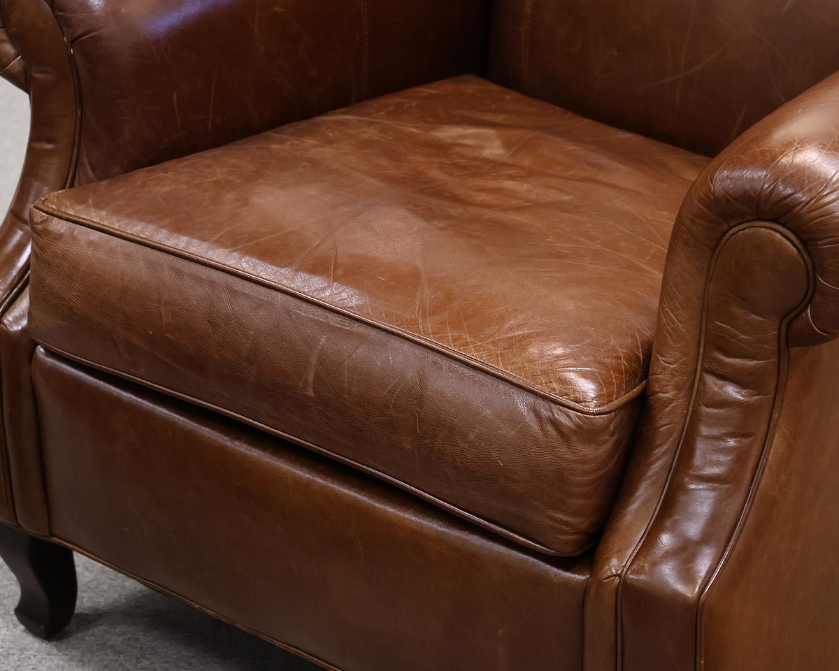 Ethan Allen Leather Chair With Ottoman