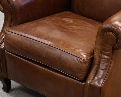 Ethan Allen Leather Chair With Ottoman