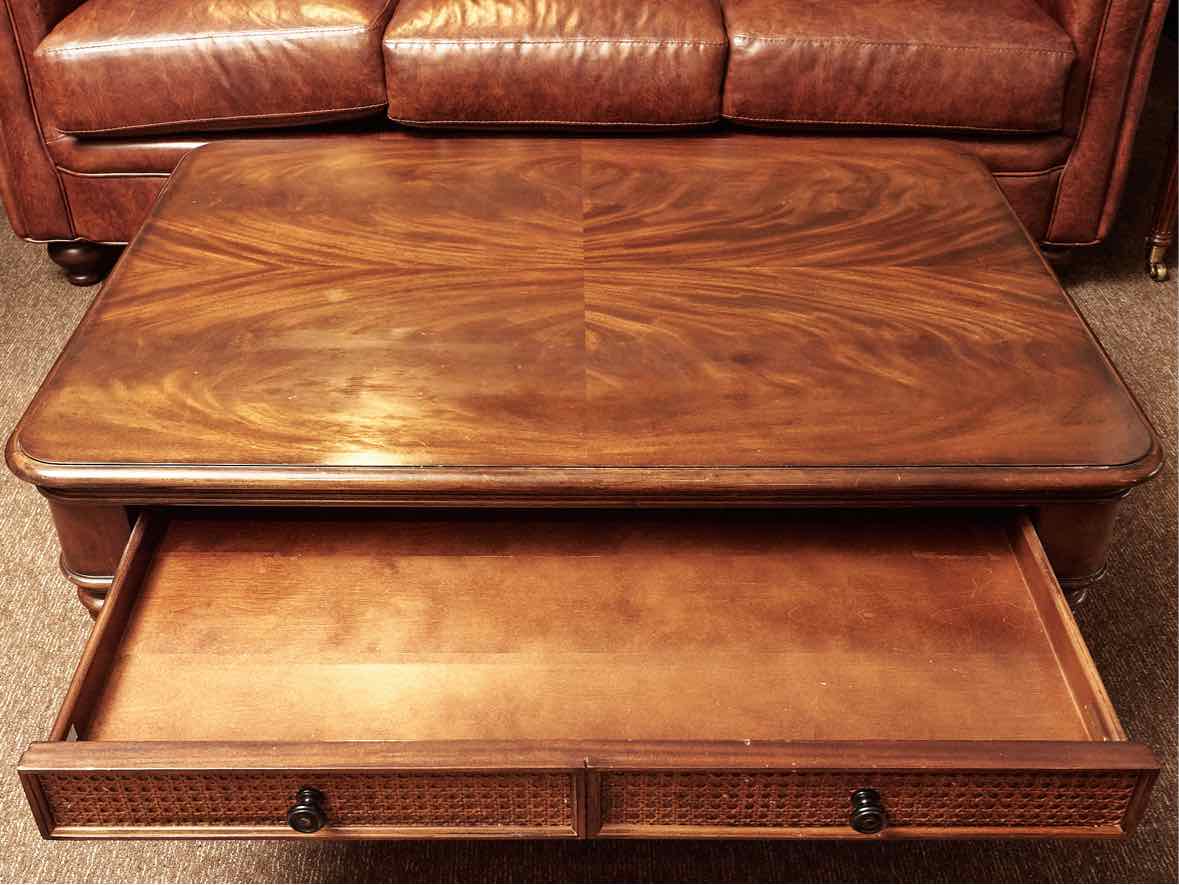 Ralph Lauren Mahogany Cocktail Table with Brass Casters