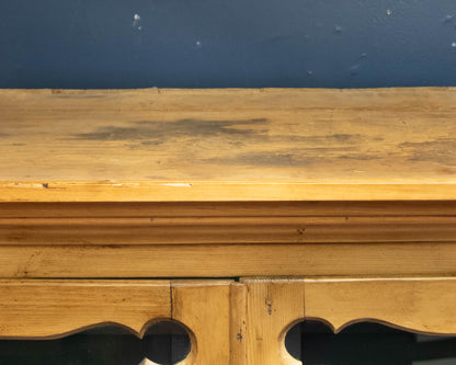 Scrubbed Pine Cabinet with Glass Door Hutch