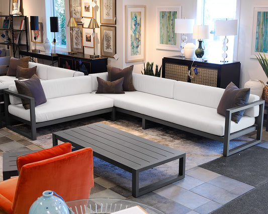 Restoration Hardware Aegean Aluminum Sectional and Table Set