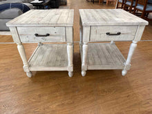 Pair of Whitewash Reclaimed Wood Side Tables