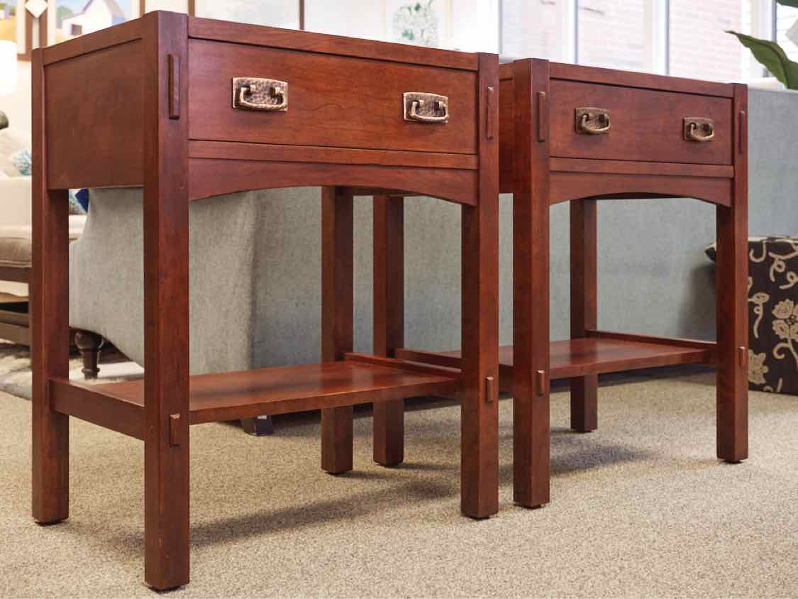 Pair of Cherry Stickley Mission One Drawer Nightstands