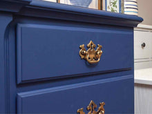 "Delphinium Blue' Finish 13 DrawerWith Brass Hardware Dresser