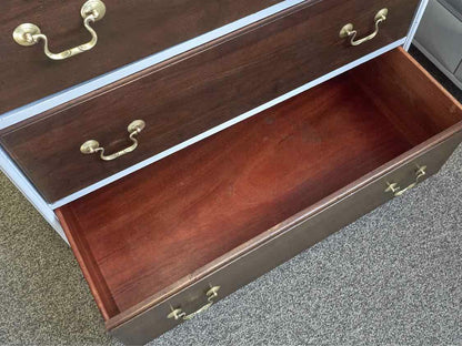 Arctic White  Finish Chest with with 6 Dark Cherry Drawer Fronts & Back Splash