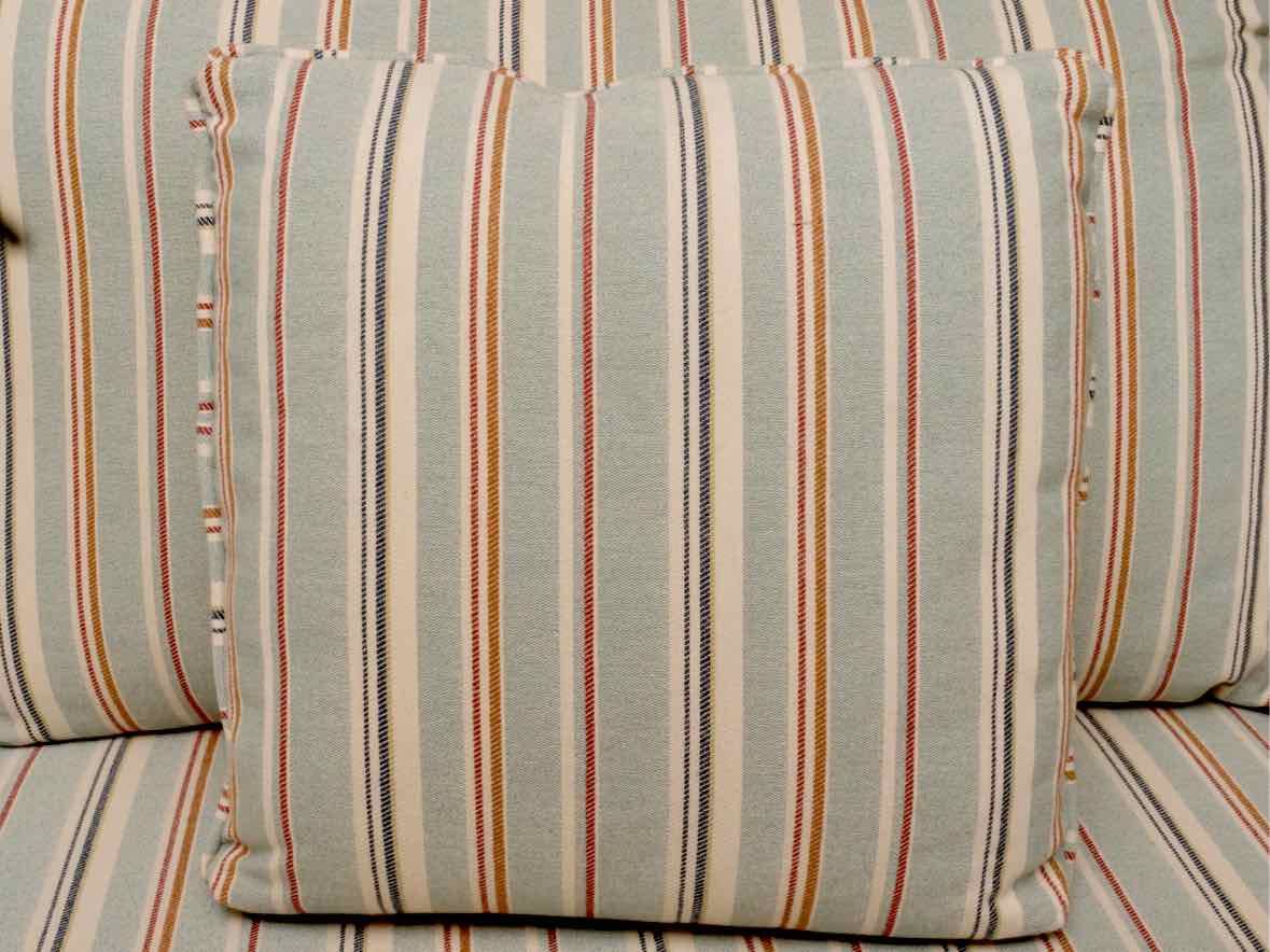 Stanley Upholstered 2 Attached Back Cushion  In 'Ford Aqua Strripes' Sofa