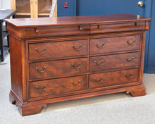 Louis Philippe Double Dresser in Dark Cherry Finish with Brass Pulls