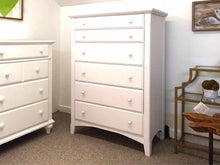 White 6-Drawer Tall Chest with Wood Pulls