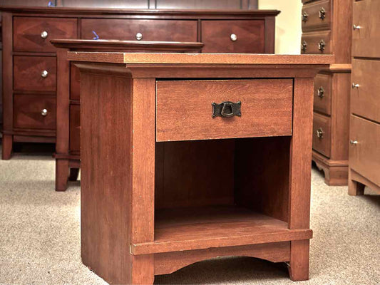 Pair of  Faux  Cherry Finish 1 Drawer & Shelf  Nightstands