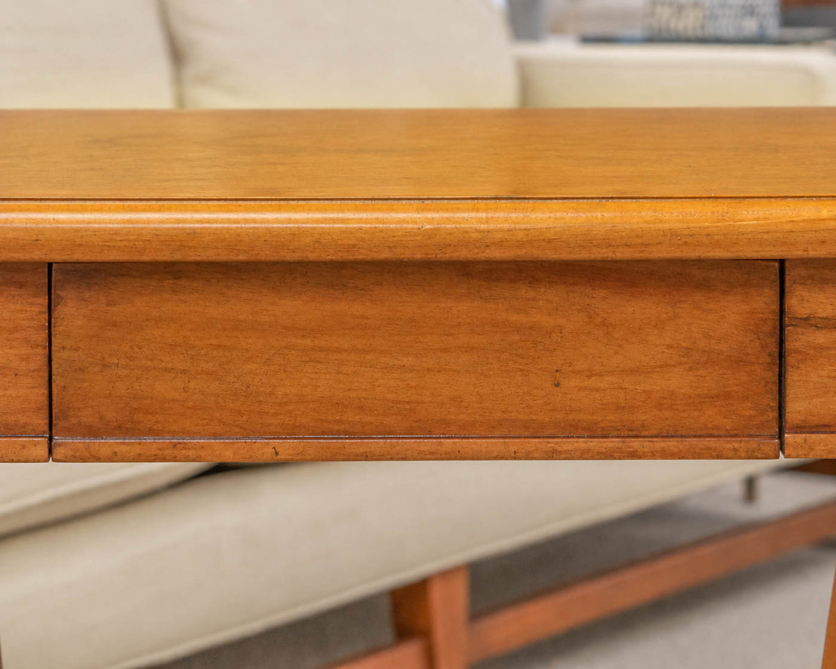 Pair of French Side Tables in Lacquered Cherry with Curved Legs