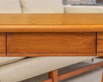 Pair of French Side Tables in Lacquered Cherry with Curved Legs