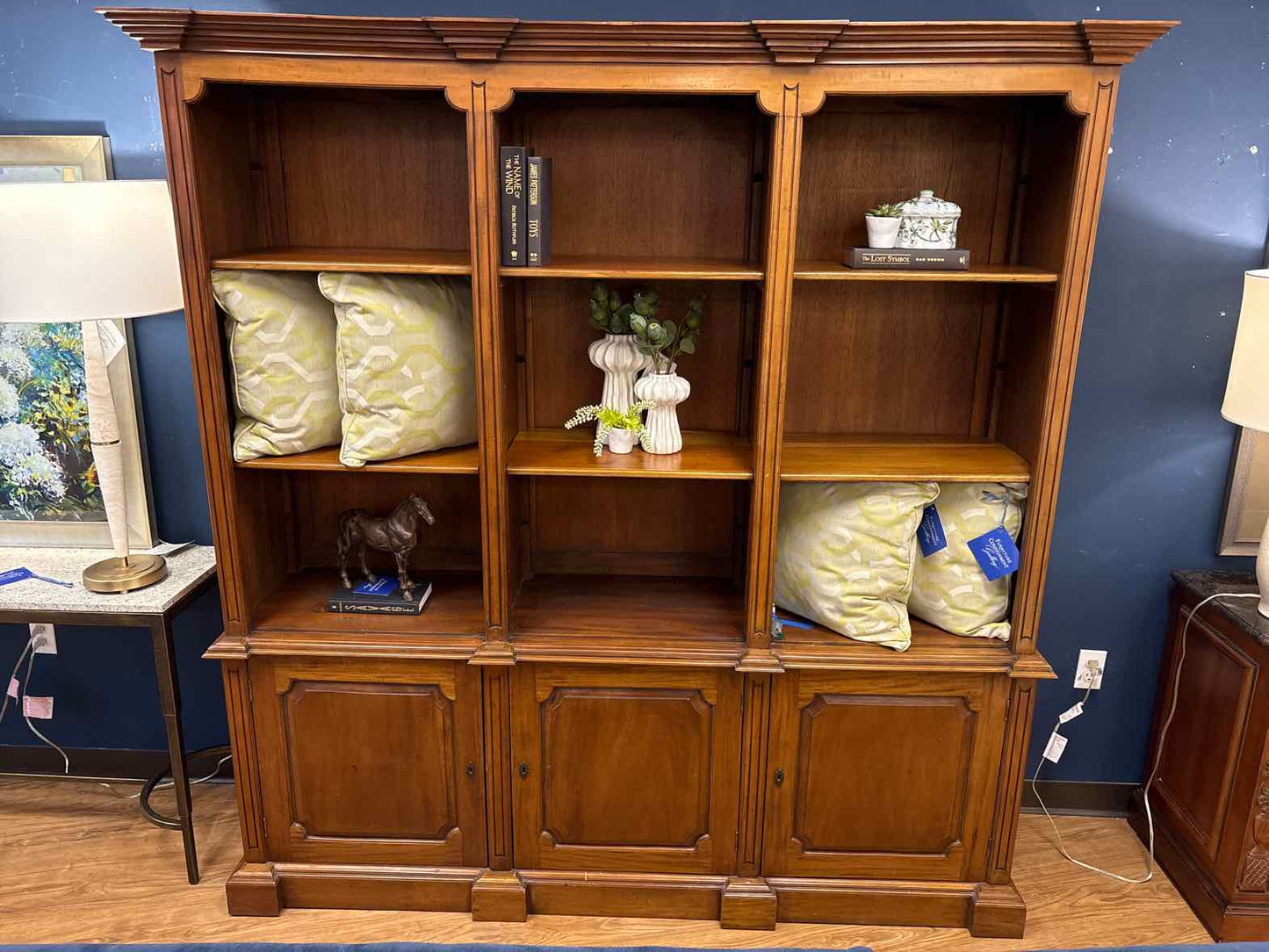 2-Piece Triple Bookcase with Adjustable Shelves