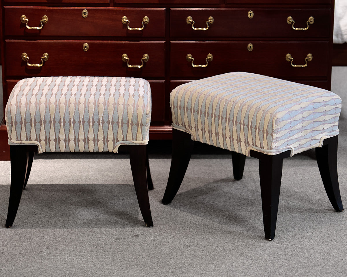 Pair of Custom Dark Legged Ottomans