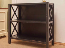 Black Finish  2 Shelf Bookcase with X Sides