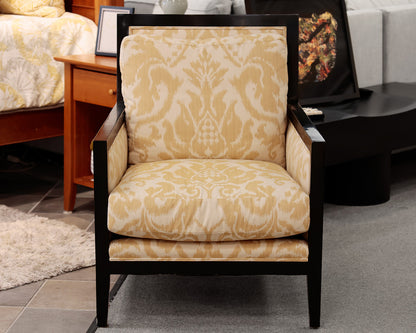A. Rudin No. 636 Gold Damask Arm Accent Chair