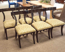 Set of 6 Kravet 'Kilsmo' dining Chairs with  Chartreuse  Green & Ivory Seats