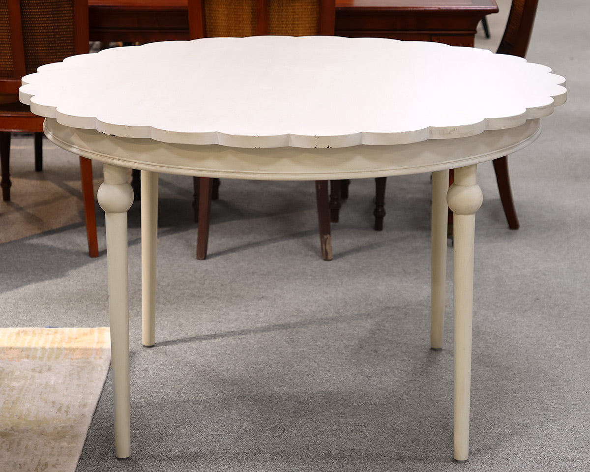 Ballard Design Scalloped Edge Dining Table in Ivory on Turned Legs