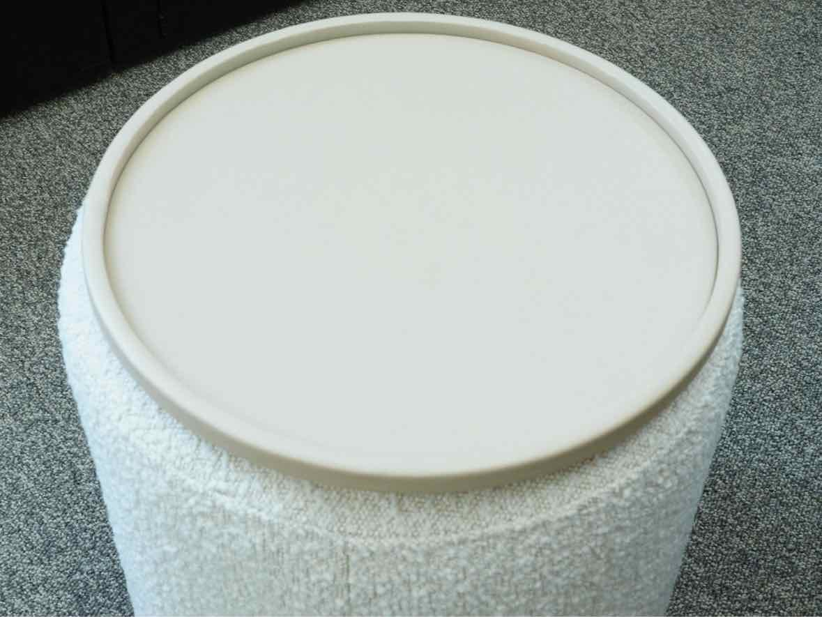 Article  White Boucle Side Table with Wood Tray