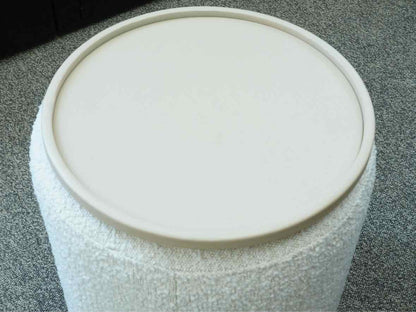 Article  White Boucle Side Table with Wood Tray