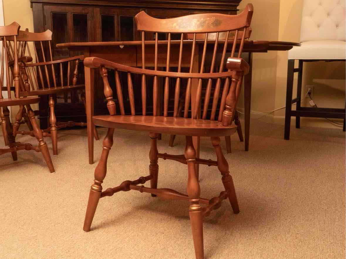 Hitchcock Maple Drop Leaf Table with (2) 14" Leaves & 6 Chair Set