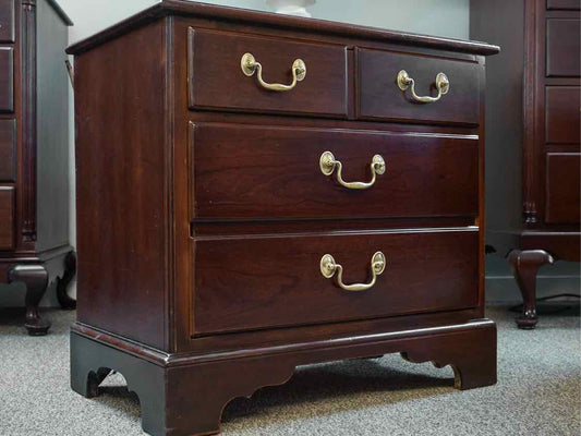 Drexel Mahogany 2 Drawer Nightstands with Hepplewhite Brass Pulls