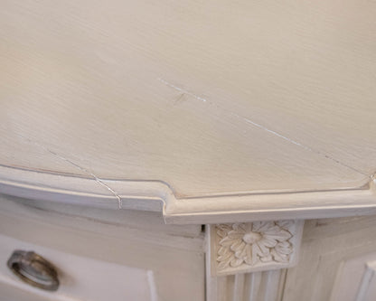 Cream Finish Demilune W/ 2 Doors & 3 Drawers