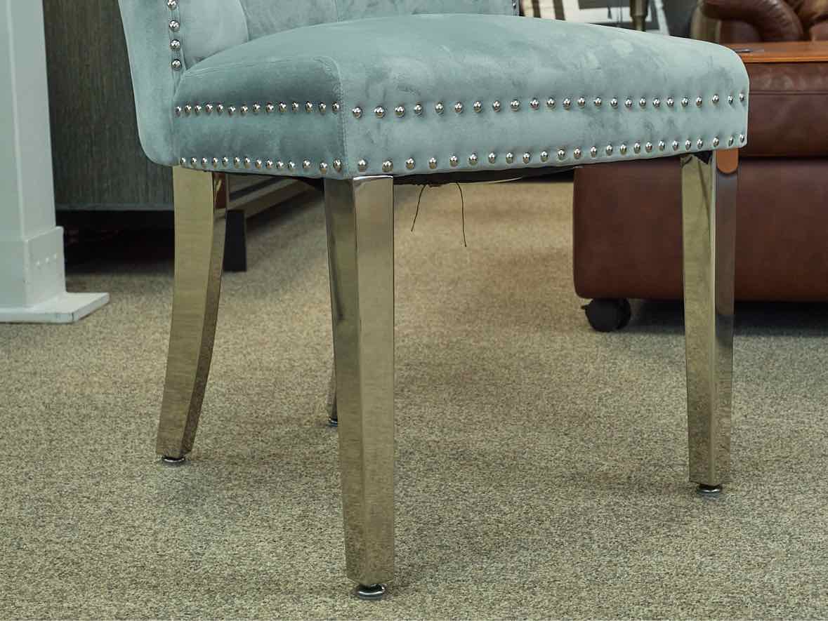 Pair of Gray Tufted Velvet Chairs