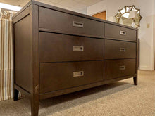 Crate & Barrel Dark Finish 6-Drawer Double Dresser with Campaign Pulls