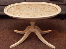 Oval Cream Finish Glass Tray Cocktail Table