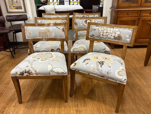 Set of 6 Floral Print Dining Chairs