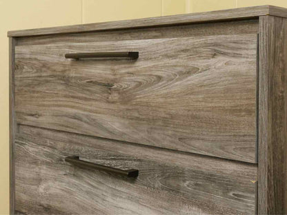 Ashley Furniture  Driftwood Finish 5 Drawer Black Metal Pulls Chest