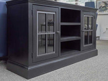 Black Two Glass Door Media Console