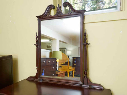 Manson's  Solid Mahogany Serpentine 6  Drawer Dresser With Mirror