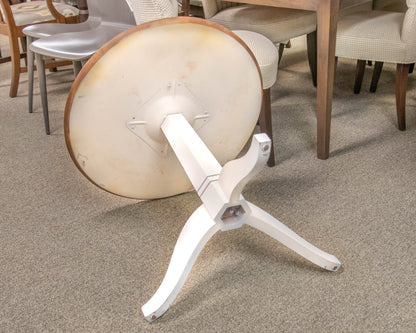 Soild Cherry Top Dining Table with White Finish Pedestal Base