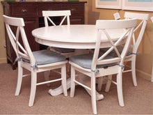 White Finish Round Pedestal Table &  4 X Back Chair Set